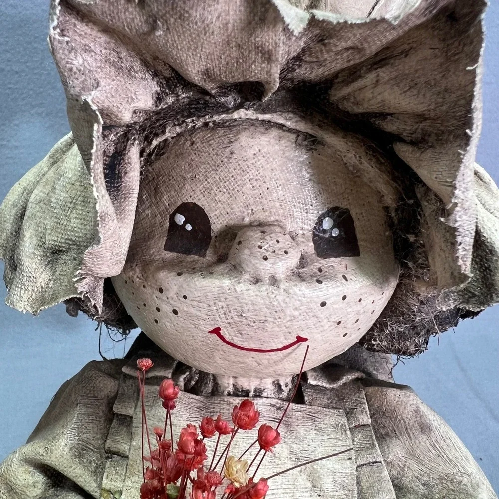 Vintage Dip 'N Drape Folk Art Dolls Paper Mache Sepia Toned 1970s Handmade Craft